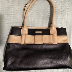 Kate Spade Black and Tan Satchel with Bow Detail